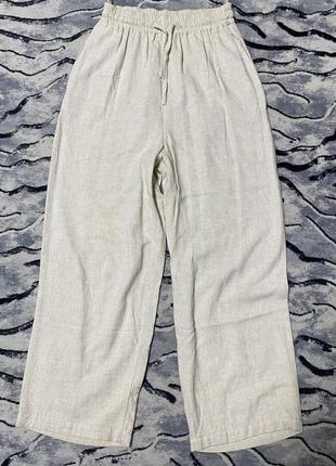 Жіночі брюки штани палацо з віскози та льон