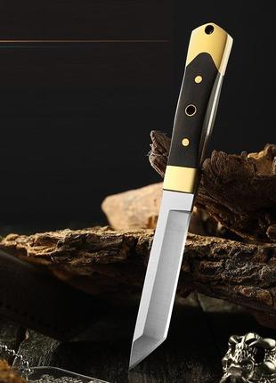Монгольський ніж для м'яса з мідною головкою прямий ніж + чохол