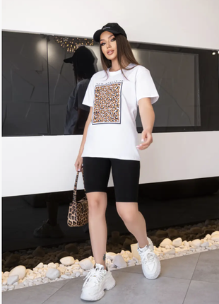 Жіноча футболка з леопардовим принтом оптом | норма і батал