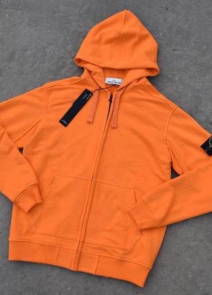 Stone island crewneck zip hoodie оранж