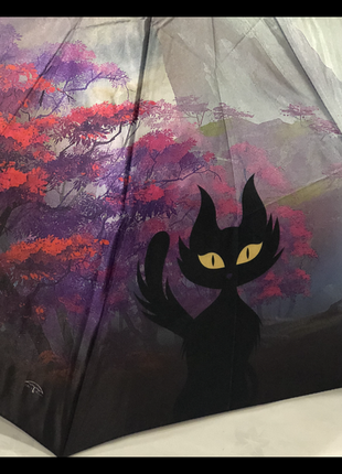 Зонт серый фиолет кота