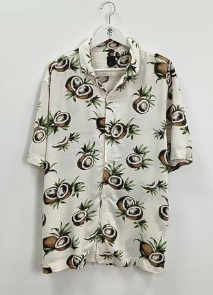 Вискозная гавайка с кокосами h&amp;m летняя рубашка