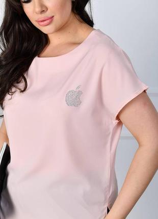 Блуза- фуьболка з шифону рожевого кольору