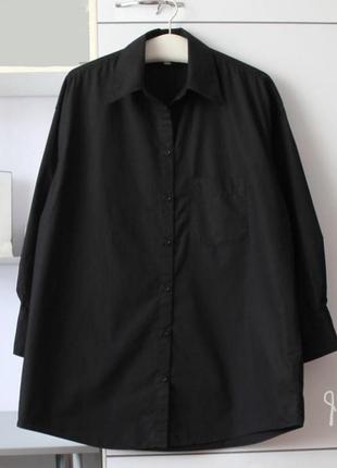 Черная оверсайз рубашка h&amp;m, 100% хлопок, s
