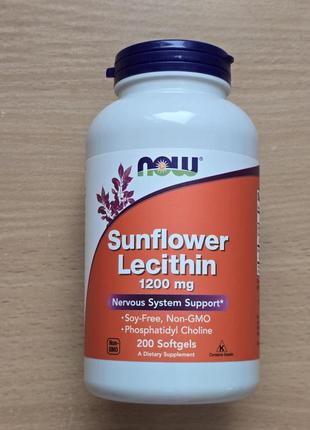 Now foods, соняшниковий лецитин, 1200 мг, 200 м'яких капсул