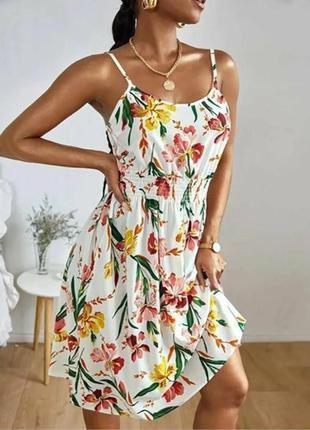 Легка сукня сарафан у квітковий принт 48-50 розміру