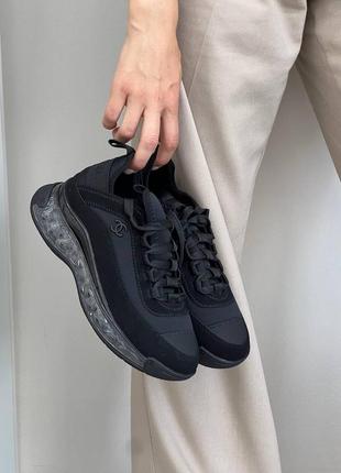 Люксові жіночі кросівки в стилі chanel total black crystal