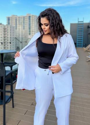 Женский качественный белый классический элегантный пиджак жакет батал xl xxl 2xl 3xl 4xl