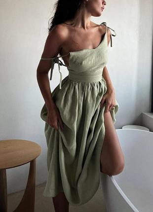 Літня сукня міді з льону