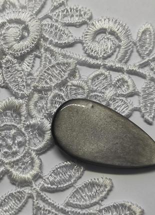 Cеребристый камень обсидиан кабошон для создания украшений натуральный