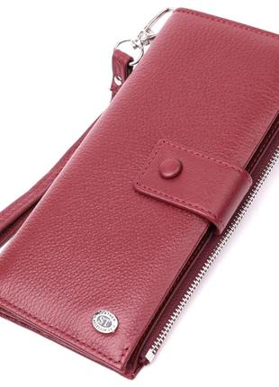 Вертикальний жіночий гаманець-клатч із натуральної шкіри st leather 22535 бордовий