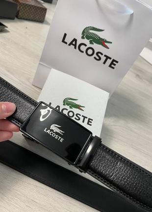 Ремень автомат 3,5см из эуо кожи набор + бокс, ремень мужской стиля lacoste лакоста лакосте, брючный ремень в брюки 3,5см искусственная кожа