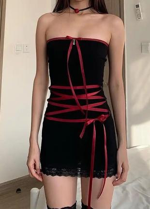 Платье платье с перевязками y2k dollskill гранж
