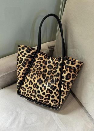 Сумка, шоппер, крупная сумка, леопардовая сумка, сумка с леопардовым принтом