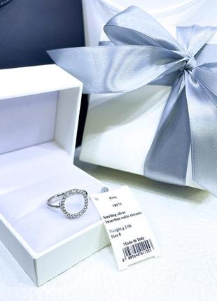 Серебряное кольцо круг с камнями стильное классическое минимализм серебро проба 925 новое с биркой