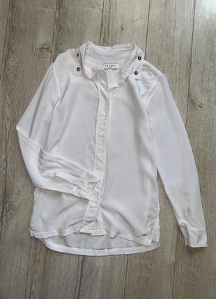 Sandro оригинальная шелковая рубашка белая рубашка блуза