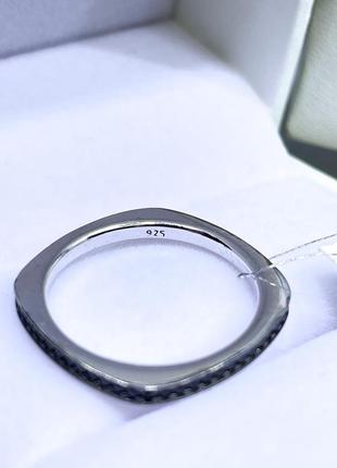 Срібне кільце квадрат із чорними каменями стильне класичний мінімалізм срібло проба 925 нове з биркою5 фото
