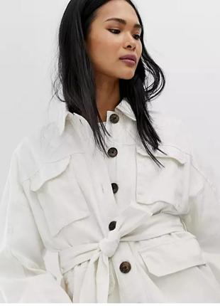 Джинсовая куртка рубашка пиджак с поясом размер s