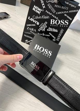 Ремень автомат 3,5см черный из эко кожи набор + бокс, ремень мужской пояс в стиле...