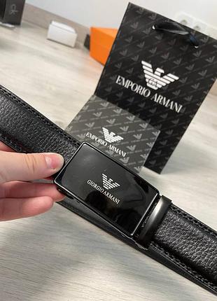 Ремень автомат 3,5см черный из эко кожи набор + бокс, ремень мужской пояс в стиле...