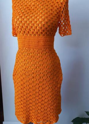 Оранжевое платье 50 48 размер новое вязаное