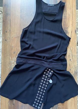 Полупрозрачное платье туника под джинсы с металлическими деталями в стиле grunge y2k
