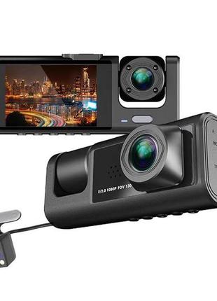 Відеореєстратор автомобільний usb нічний режим 3 камери мікрофон екран microsd g сенсор appix с1