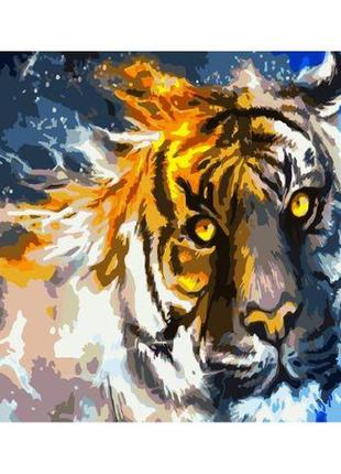 Картина по номерам "огненный тигр" ★★★