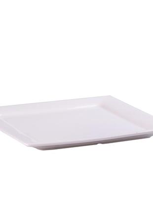 Тарелка подставная квадратная из фарфора 21.5 см большая белая плоская тарелка