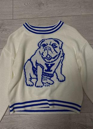 Білий светр з песиком h&m