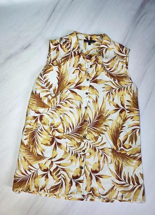 Bon marche стильная удлиненная рубашка без рукавов 21% лен, 79% вискоза