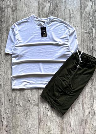 Летний комплект футболка овесайз и шорты карго