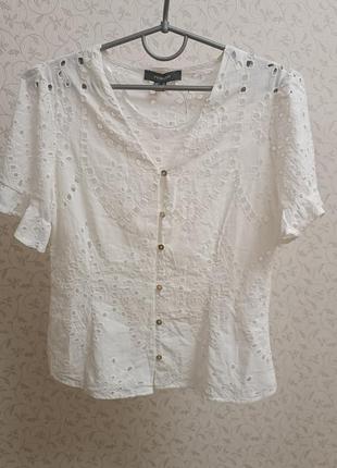 Белая блузка с перфорацией primark 100% cotton