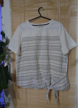 Футболка оверсайз лён котон с завязкой white stuff