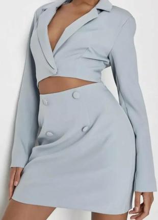 Голубое платье пиджак с вырезом на талии missguided