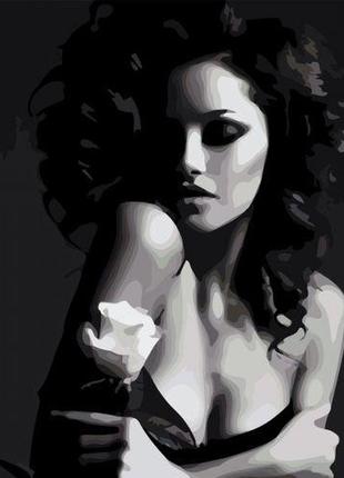 Картина по номерам "девушка с черно-белой розой" 40х50 см