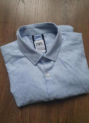 Стильная мужская рубашка zara размер м slim fit