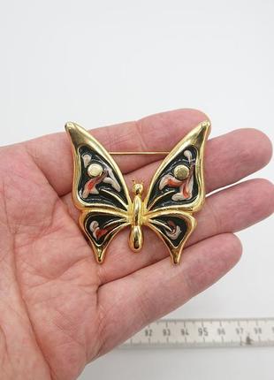Винтажная большая брошь с эмалями бабочка