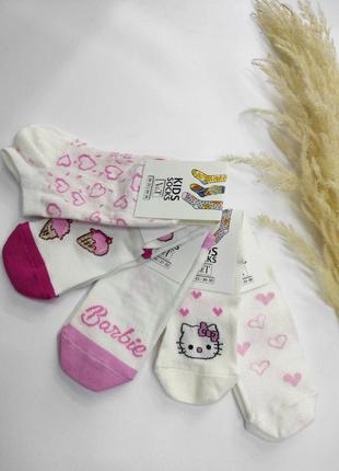 Шкарпетки дитячі для дівчинки з малюнком 21-26 24-29 30-35 33-38 барбі хеллоу киті