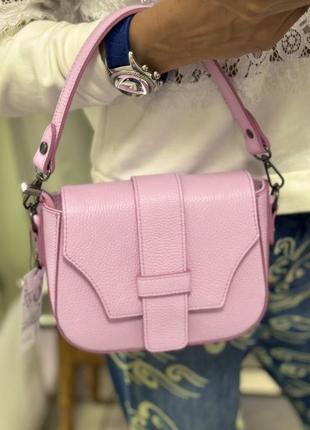Сумка яскрава рожева шкіряна сумка жіноча яскрава італійська сумка рожева