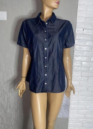 Джинсовая блузка блузка с перламутровыми пуговицами madeleine, xxxl 54р