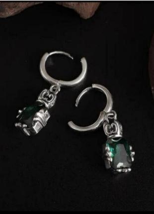 Сережки смарагдові antic silver4 фото