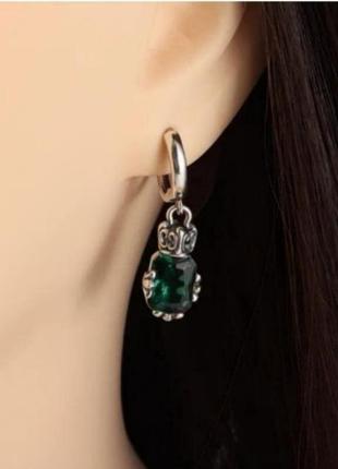 Сережки смарагдові antic silver2 фото