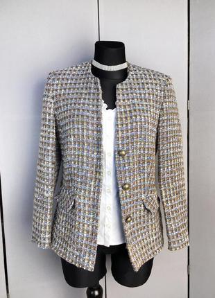 Женский пиджак твидовый винтаж ретро винтажный в клетку женская хлопок шерсть c m l