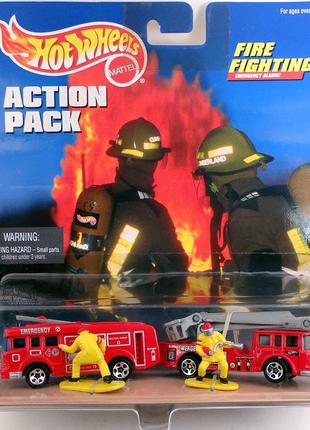Набір машинок hot wheels - fire eater ii & flame stopper ii - 1997 action pack - fire fighting - 16148