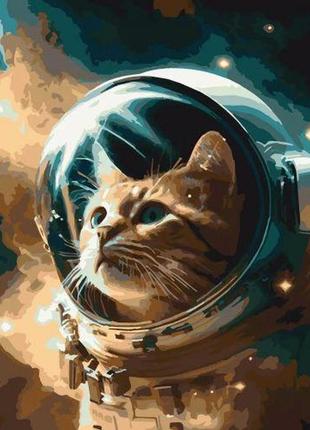 Картина по номерам "котик космонавт" 40х40 см