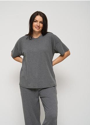Пижама женская штаны и футболка серая 15337