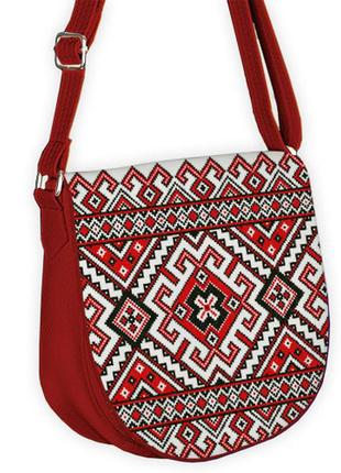 Молодёжная сумка saddle красная український червоно-білий орнамент