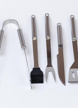 Набор для мангала, гриля, барбекю - 5 предметов в сумке чехле: нож, лопатка, щипцы, вилка, кисточка