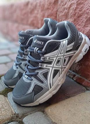 Asics gel kahana 8 сірі з білим кросівки кеди жіночі текстильні сітка легкі топ якість асікс весняні літні